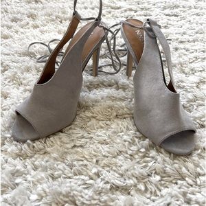 Nine West gray heels lace up ankle